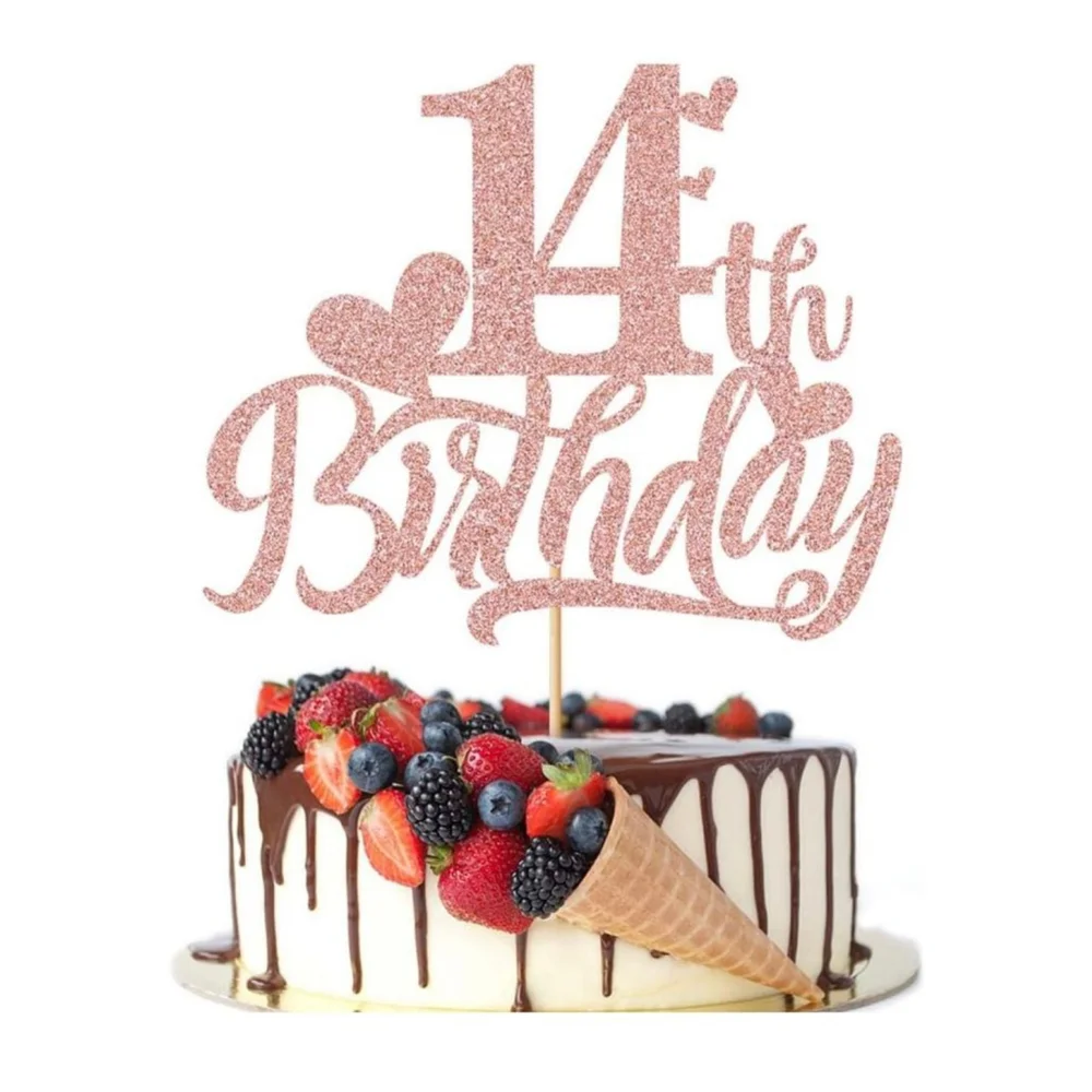 Rose Gold‎ 14th Birthday Cake Topper